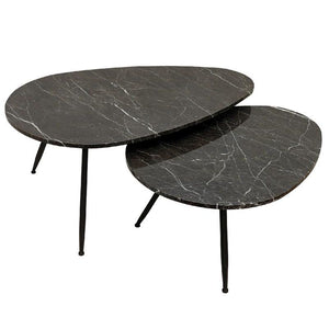 Coffee Table – Marble Stone Top, Brown Finish, Harmonious Design – Veria | PTMD