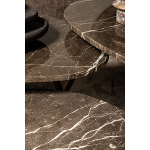 Coffee Table – Marble Stone Top, Brown Finish, Harmonious Design – Veria | PTMD