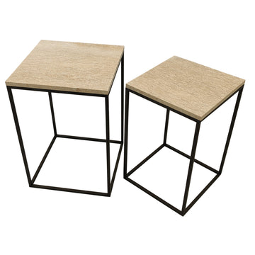 Beistelltisch – Marmorplatte, Rundes Design, Stabiles Gestell, Beige – Volos | PTMD