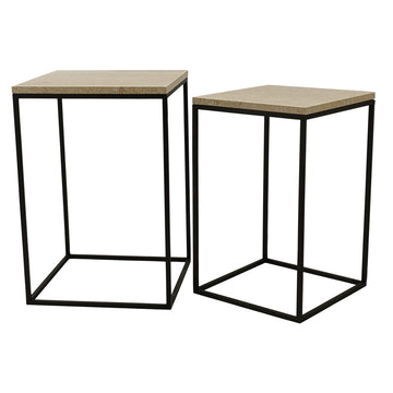 Beistelltisch – Marmorplatte, Rundes Design, Stabiles Gestell, Beige – Volos | PTMD