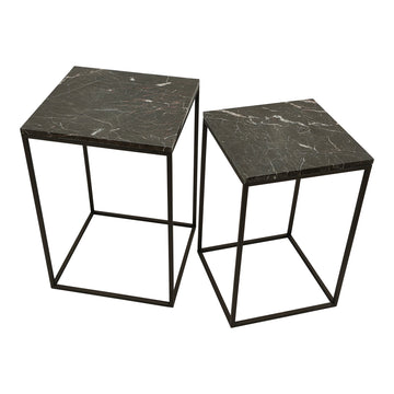Beistelltisch – Marmorplatte, Rundes Design, Stabiles Gestell, Braun – Volos | PTMD