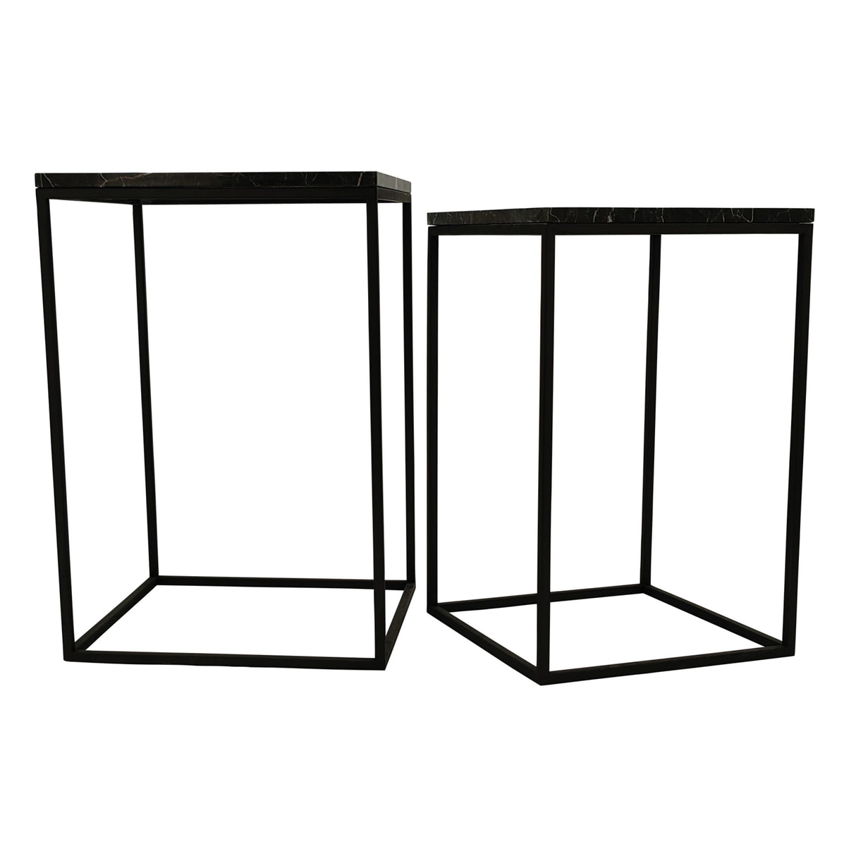 Side Table Set (2-Piece) – Brown Marble, Round, Natural Stone Look, Heavy Design – Volos | PTMD