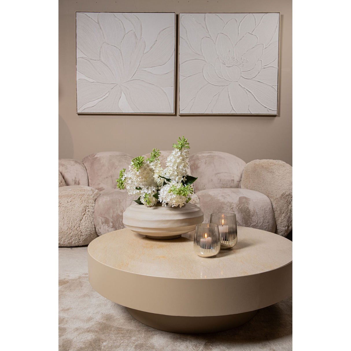 Wall decor - Framed canvas design, Floral motif, Handmade finish, B - Florise | PTMD