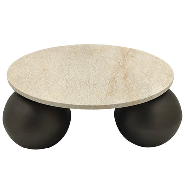 Couchtisch – Marmor Steinplatte, Creme Oberfläche, Kompakte Formgebung – Skippy | PTMD