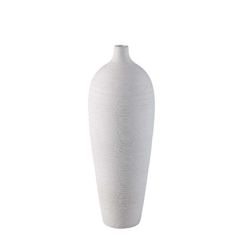 Vase - Stoneware Ceramic, Bottle Design, White Color, L - Cavinn | PTMD
