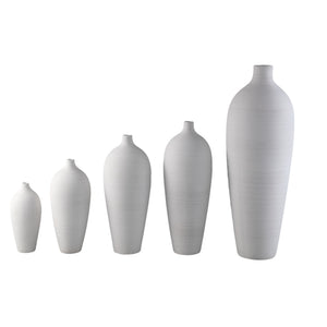 Vase - Stoneware Ceramic, Bottle Design, White Color, S - Cavinn | PTMD
