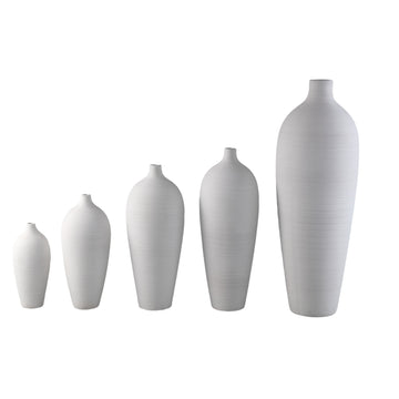 Vase - Stoneware Ceramic, Bottle Design, White Color, M - Cavinn | PTMD