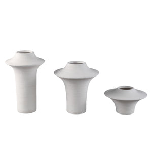 Vase – Stoneware Ceramic, Ring Design, White Color, L – Rinder | PTMD