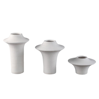Vase – Steinzeug Keramik, Ring Design, Weiße Farbe, Niedrige Form – Rinder | PTMD