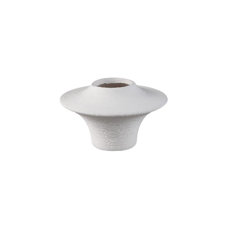 Vase – Stoneware Ceramic, Ring Design, White Color, Low Shape – Rinder | PTMD