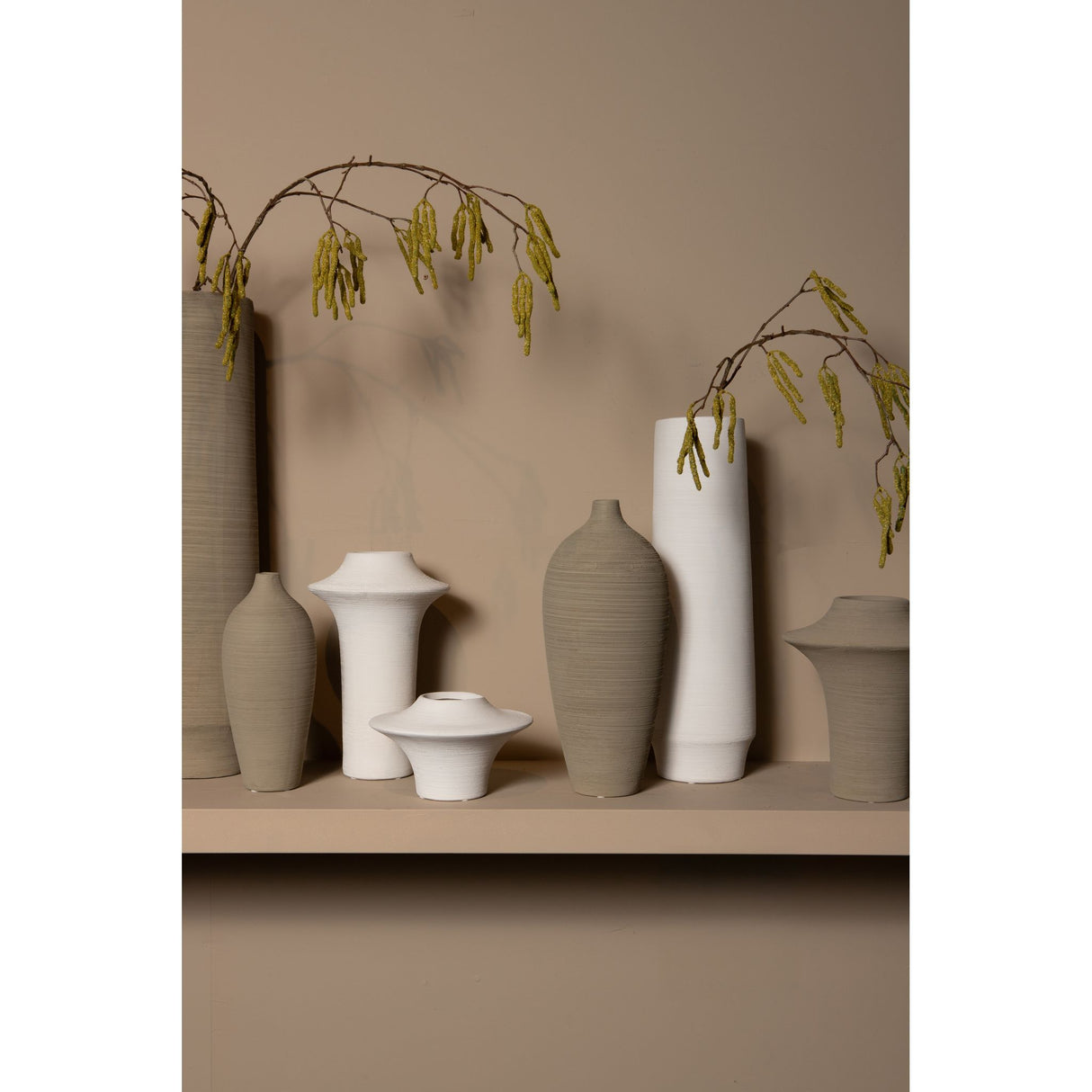 Vase – Stoneware Ceramic, Ring Design, White Color, L – Rinder | PTMD