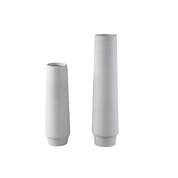 Vase - Stoneware Ceramic, Matte Design, White Color, L - Zonna | PTMD