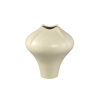 Vase – Cremefarbene Oberfläche, Matte Oberfläche, Organische Form, Steinzeug, L – Ginos | PTMD