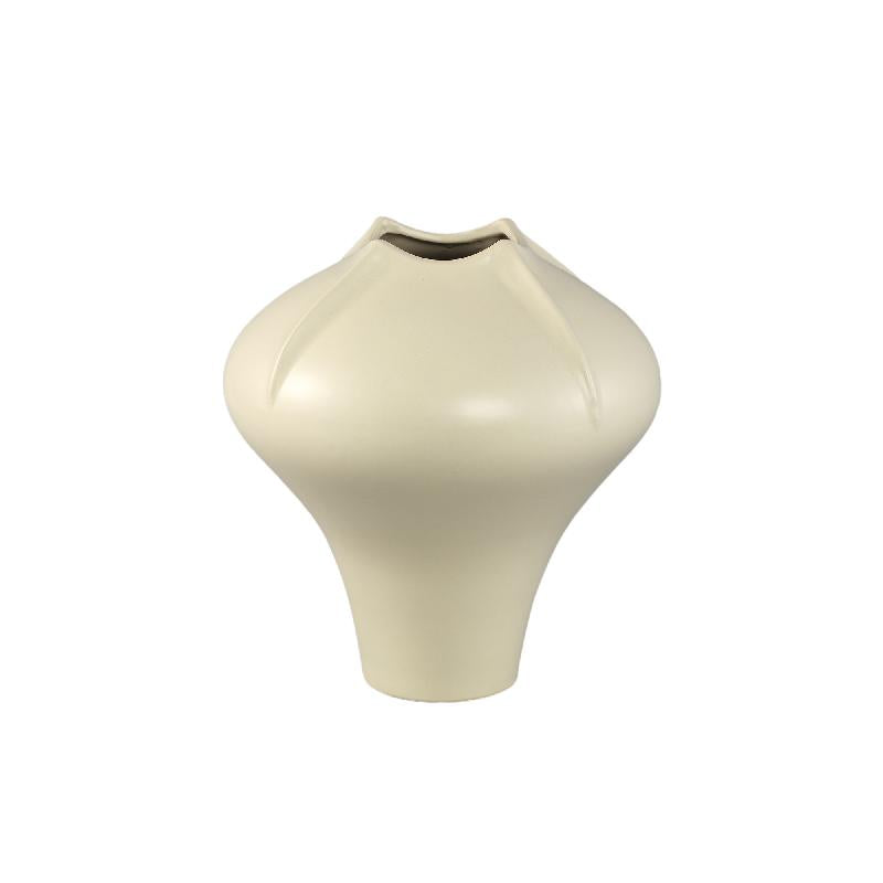 Vase – Cream Surface, Matte Finish, Organic Shape, Stoneware, L – Ginos | PTMD