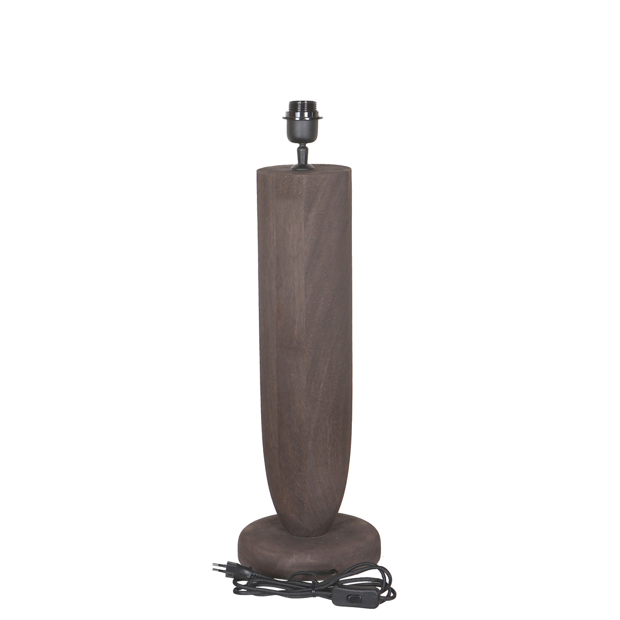Mango wood table lamp with brown shade and simple, round design – Lorinne | PTMD