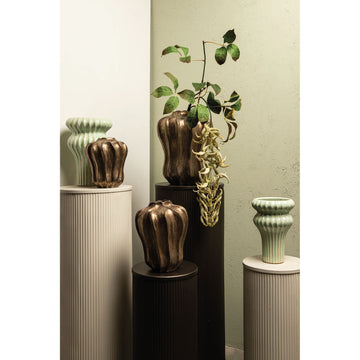 Vase – Ceramic Material, Round Wave Design, Bronze Color, M – Hamish | PTMD