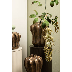 Vase – Ceramic Material, Round Wave Design, Bronze Color, M – Hamish | PTMD
