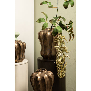 Vase – Ceramic material, Round Wave Design, Bronze color, L – Hamish | PTMD
