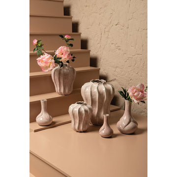 Vase – Pink, Round Shape, Tapered Opening, Ceramic, L – Hailey | PTMD