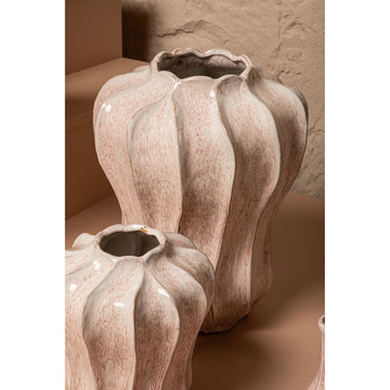 Vase - Pink, Round Shape, Wavy Shape, Ceramic, L - Hamish | PTMD