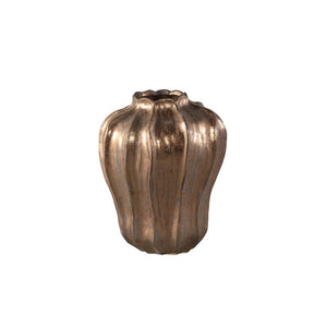 Vase – Ceramic Material, Round Wave Design, Bronze Color, M – Hamish | PTMD