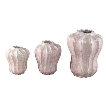Vase - Pink, Round Shape, Wavy Shape, Ceramic, M - Hamish | PTMD
