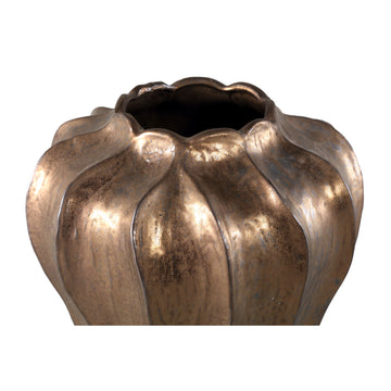 Vase – Ceramic material, Round Wave Design, Bronze color, L – Hamish | PTMD
