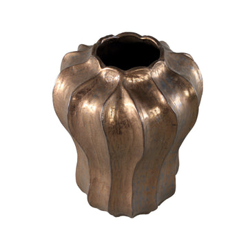 Vase – Ceramic material, Round Wave Design, Bronze color, L – Hamish | PTMD