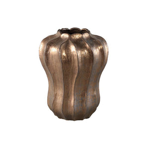 Vase – Keramikmaterial, Rundes Wellen Design, Bronzefarbe, L – Hamish | PTMD