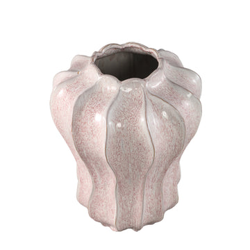 Vase - Pink, Round Shape, Wavy Shape, Ceramic, L - Hamish | PTMD