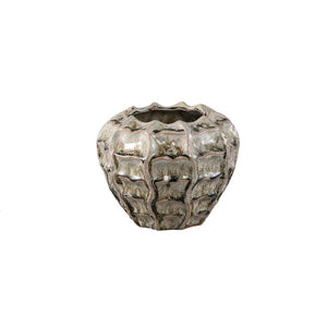 Pot – Cream-colored surface, Round shape, Wavy structure, Stoneware, XS – Cedric | PTMD
