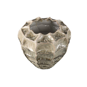 Pot – Cream-colored surface, Round shape, Wavy structure, Stoneware, XXL – Cedric | PTMD