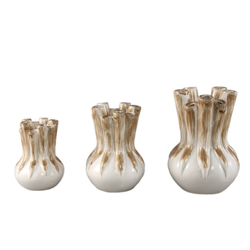 Vase – Tube Design, Ceramic Material, Cream Color, S – Manali | PTMD