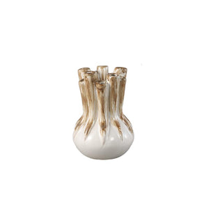 Vase – Tube Design, Ceramic Material, Cream Color, S – Manali | PTMD