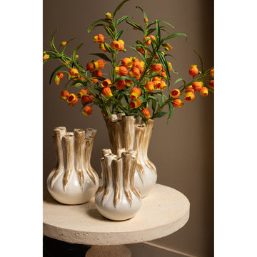 Vase – Tube Design, Ceramic Material, Cream Color, S – Manali | PTMD