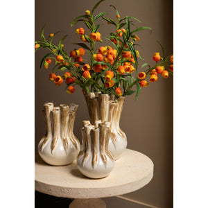 Vase – Tube Design, Ceramic Material, Cream Color, M – Manali | PTMD