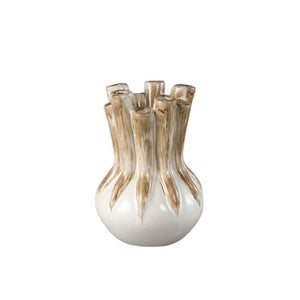 Vase – Tube Design, Ceramic Material, Cream Color, M – Manali | PTMD