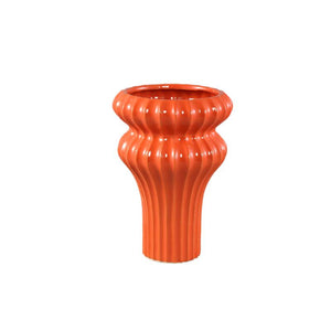 Flowerpot – orange design, round shape, ribbed surface, M – Glenna | PTMD