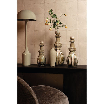 Vase – Cream-colored surface, Round shape, Ribbed structure, Stoneware, S – Myrtle | PTMD