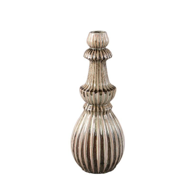 Vase – Cremefarbene Oberfläche, Runde Form, Gerippte Struktur, Steinzeug, M – Myrtle | PTMD