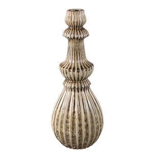 Vase - Cream-colored surface, Round shape, Ribbed structure, Stoneware, L - Myrtle | PTMD