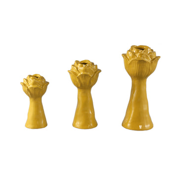 Vase – Ceramic Material, Floral Design, Yellow Color, S – Minerva | PTMD