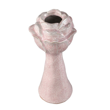 Vase - Ceramic material, Flower shape design, Pink color, L - Minerva | PTMD