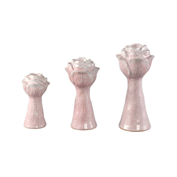 Vase - Ceramic material, Flower shape design, Pink color, L - Minerva | PTMD