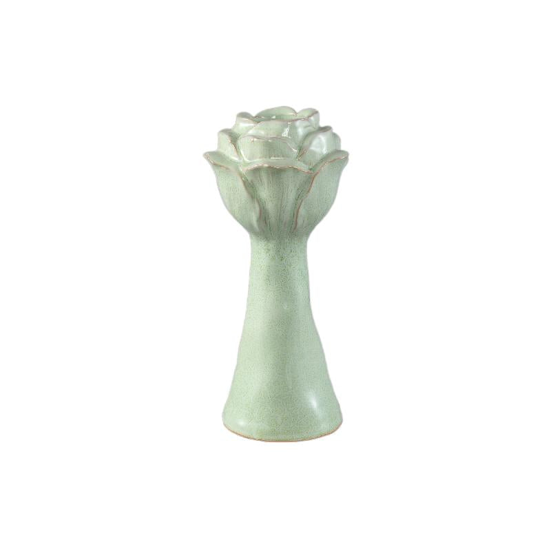 Vase - Ceramic material, Flower shape design, Mint green color, L - Minerva | PTMD