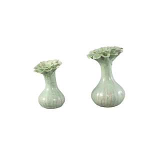 Vase – Blumenform Design, Keramik Material, Mintgrün Farbe, L – Dolores | PTMD