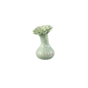 Vase - Flower Shape Design, Ceramic Material, Mint Green Color, S - Dolores | PTMD