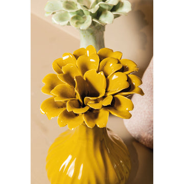 Vase - Flower Shape Design, Ceramic Material, Yellow Color, L - Dolores | PTMD