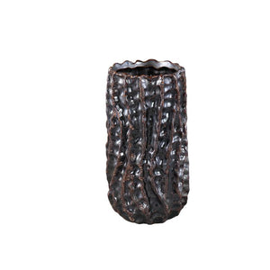 Topf – Keramik Oberfläche, Raues Musterdesign, Dunkelbraun, L – Vikton | PTMD