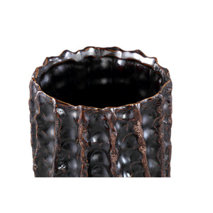 Pot – Ceramic Surface, Rough Pattern Design, Dark Brown, XL – Vikton | PTMD